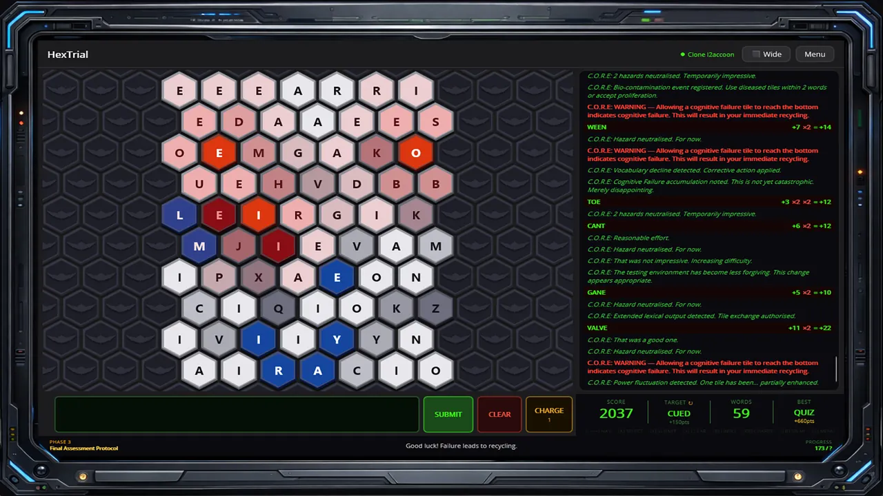 HexTrial A C.O.R.E. Cognitive Test - captura de pantalla