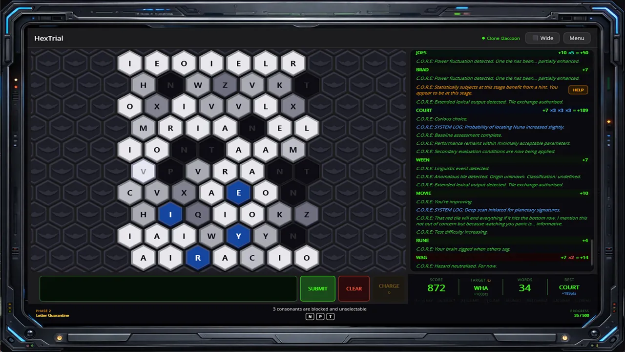 HexTrial A C.O.R.E. Cognitive Test - captura de pantalla