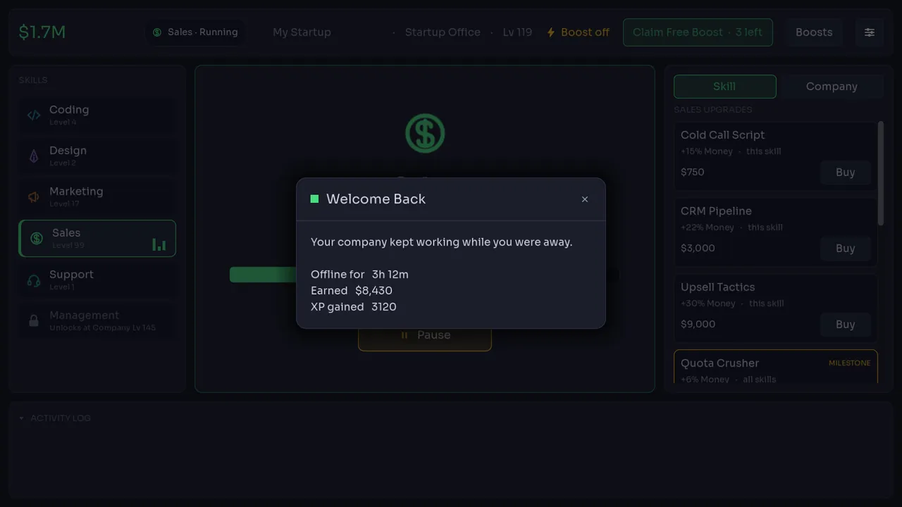 Idle Startup - captura de pantalla