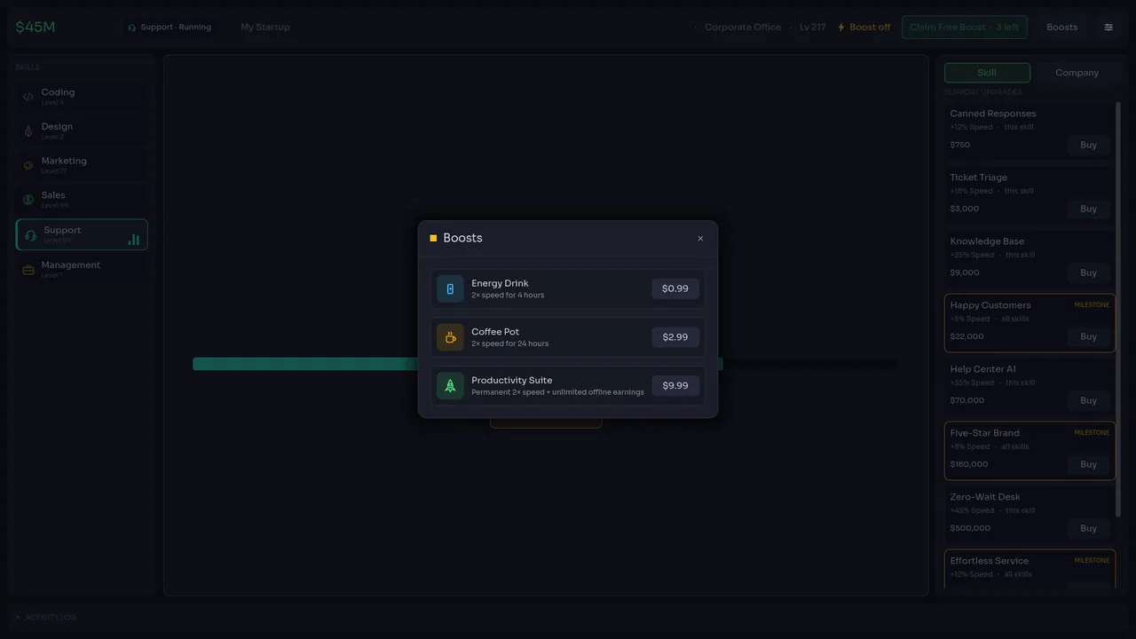 Idle Startup - captura de pantalla
