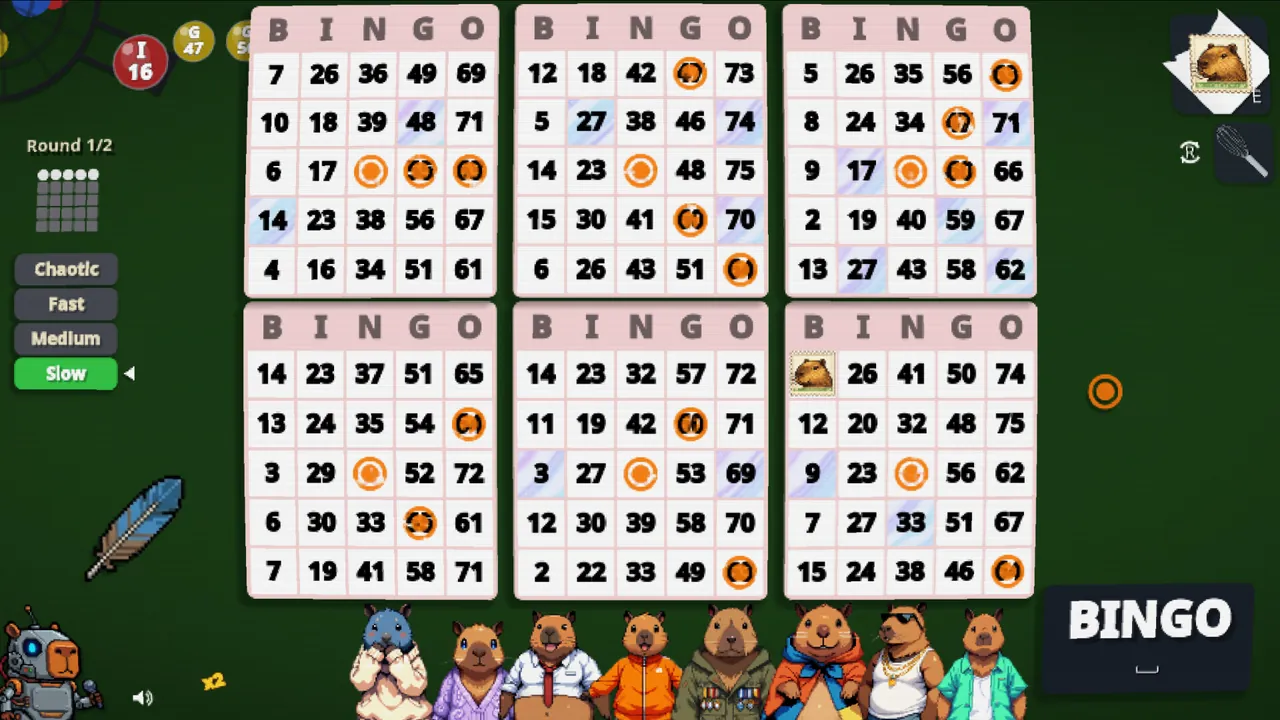 Capybara Bingo - captura de pantalla